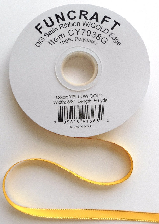 Yellow Double Faced Satin Ribbon for Crafts, 5/8 x 100 Yards by