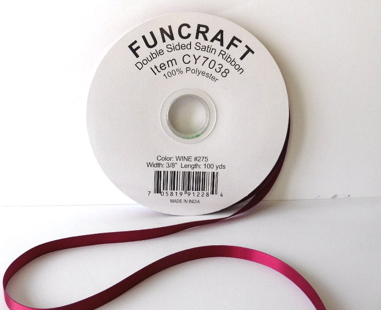 CY7038 - Funcraft 3/8" D/S Satin Ribbon