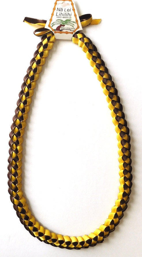 Black & Light Gold Graduation Ribbon Lei